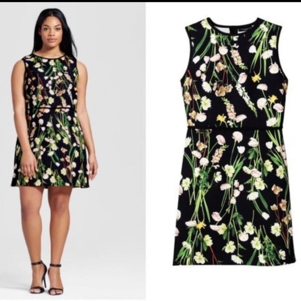 Victoria Beckham for Target Black and Cream Floral Dress